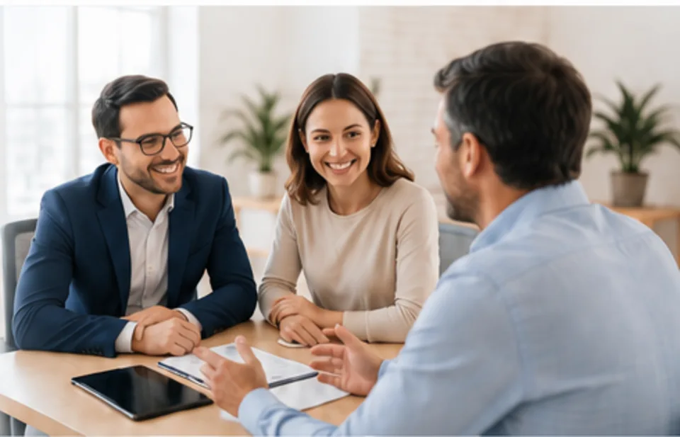 Asesor de Barón Insurance Broker conversando con clientes