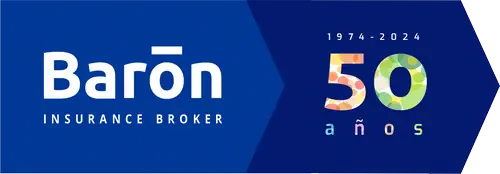 Logotipo Barón Insurance Broker 50 años Baron Sgeuros